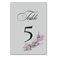 Lilac floral Table Number Card