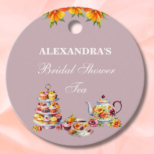Lilac Floral Tea Bridal Shower Thank You Favour Tags
