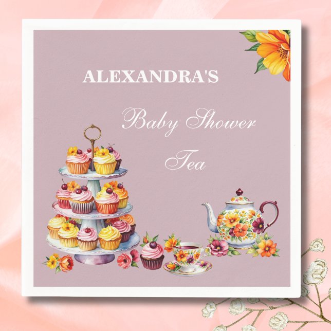 Lilac Floral Tea Party Baby Shower  Napkin (Creator Uploaded)