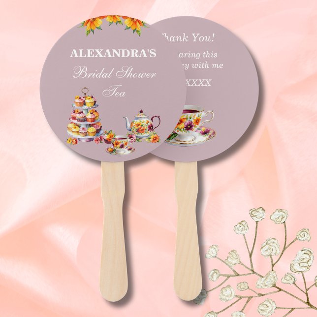 Lilac Floral Tea Party Bridal Shower Hand Fan (Creator Uploaded)