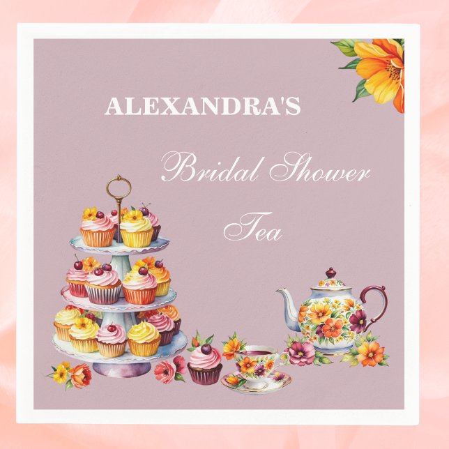 Lilac Floral Tea Party Bridal Shower  Napkin (Creator Uploaded)