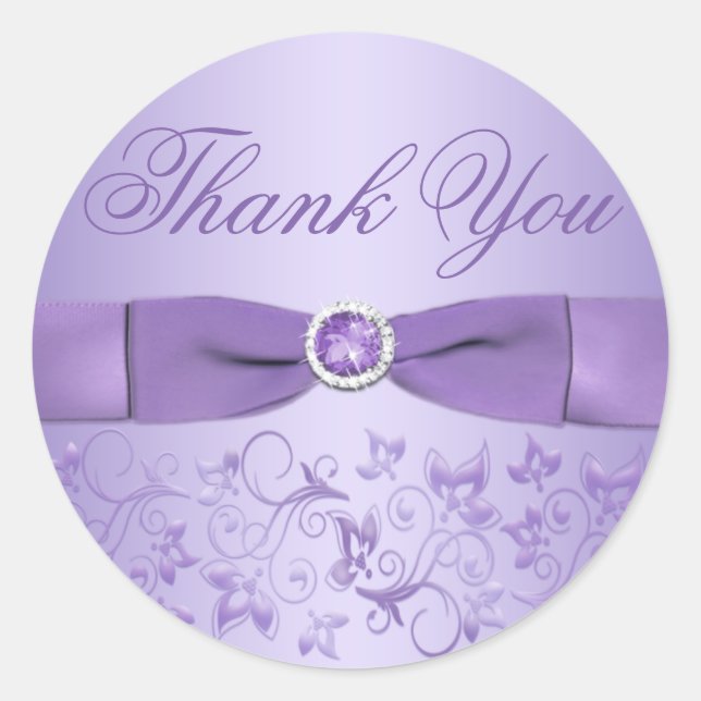 Lilac Floral Thank You Sticker (Front)