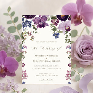 Lilac Floral Vintage Wedding Invitation