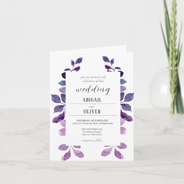 Lilac Floral Wedding Invitation (Front)