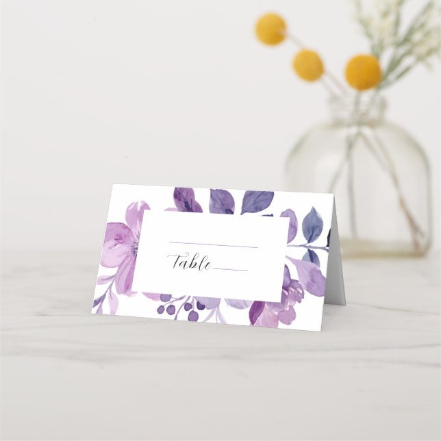 Lilac Floral Wedding Place Card (Front)