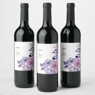 Lilac Floral Wedding Wine Label