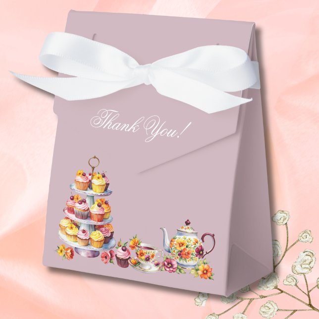 Lilac Floral Whimsical Tea Bridal Shower Favour Box (Creator Uploaded)