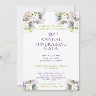 Lilac Floral Wildflower Annual fundraiser Gala Invitation