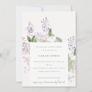 Lilac Floral Wreath Cottage Garden Bridal Shower  Invitation