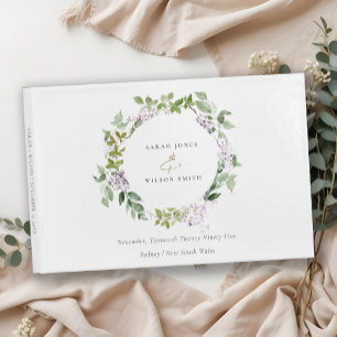 Lilac Floral Wreath Cottage Garden Wedding Guest Book