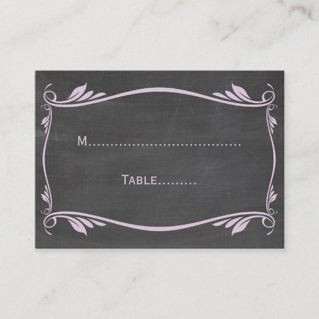 Lilac Flourish Chalkboard Place Card (Front)