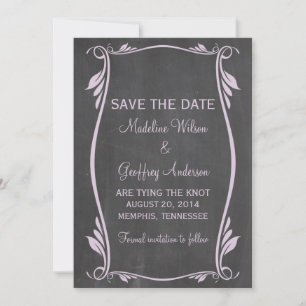 Lilac Flourish Chalkboard Save the Date Invite