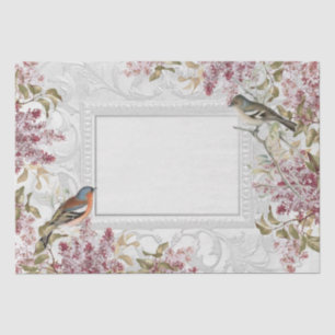Lilac Flower Bird French Ornate Frame Decoupage    Tissue Paper