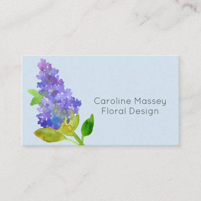 Lilac Flower Botanical Plant Watercolor Business Card (Front)
