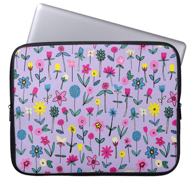 Lilac Flower Garden Laptop Sleeve (Front)