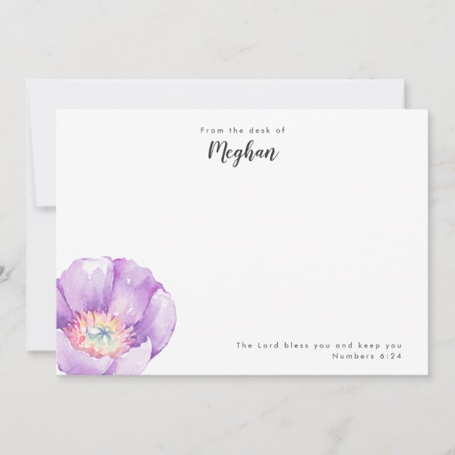 Lilac Flower Personalised Scripture Note Card (Front)
