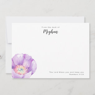 Lilac Flower Personalised Scripture Note Card