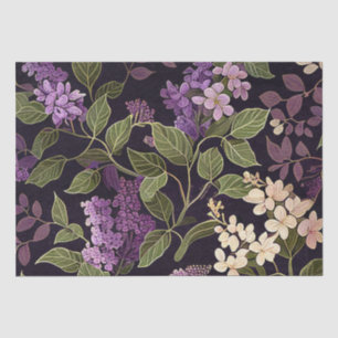 Lilac Flower Purple Black Floral Pattern Decoupage Tissue Paper