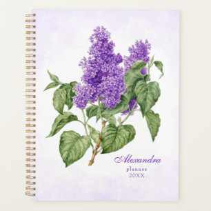 Lilac Flower Vintage Botanical Purple Green Floral Planner