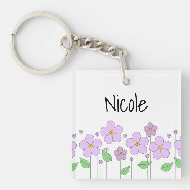 Lilac Flowers Acrylic Keychain (Front)