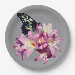 Lilac Flowers and Butterfly Paper Plates