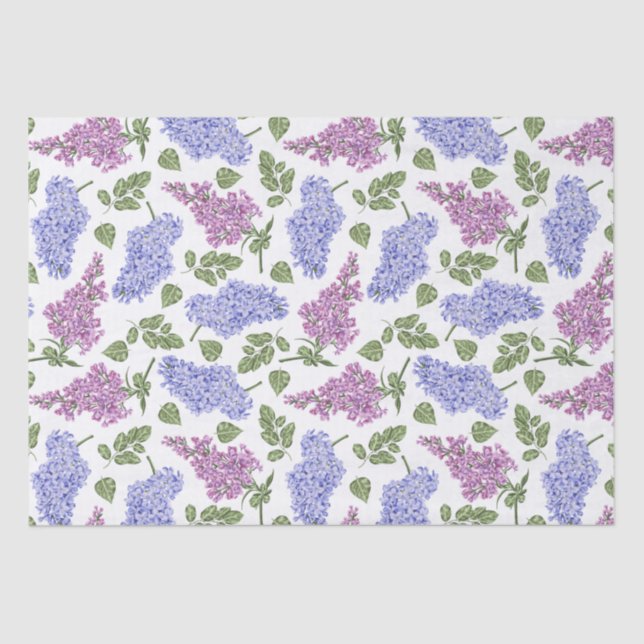 Lilac flowers and leaves pattern tissue paper (Front)