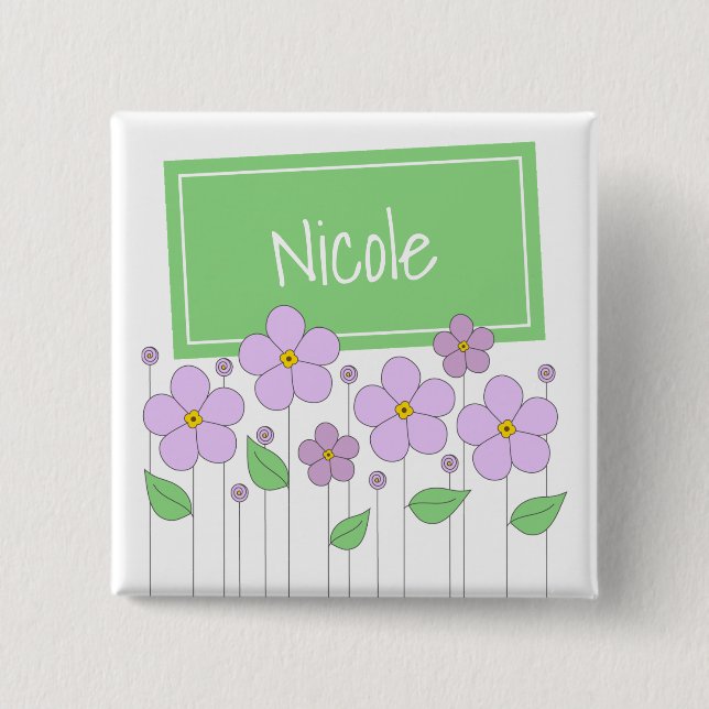 Lilac Flowers and Tag Button (Front)