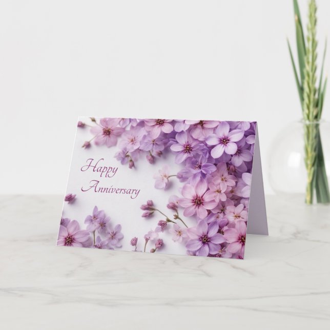 Lilac Flowers Anniversary Card (Front)