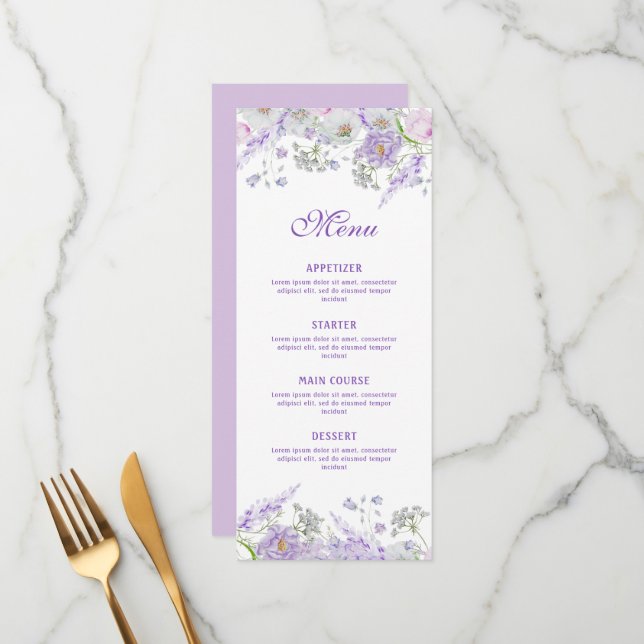 Lilac Flowers Classic Menu (Front/Back In Situ)