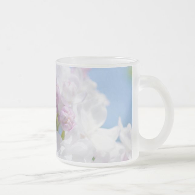 Lilac Flowers Frosted Glass Coffee Mug (Right)