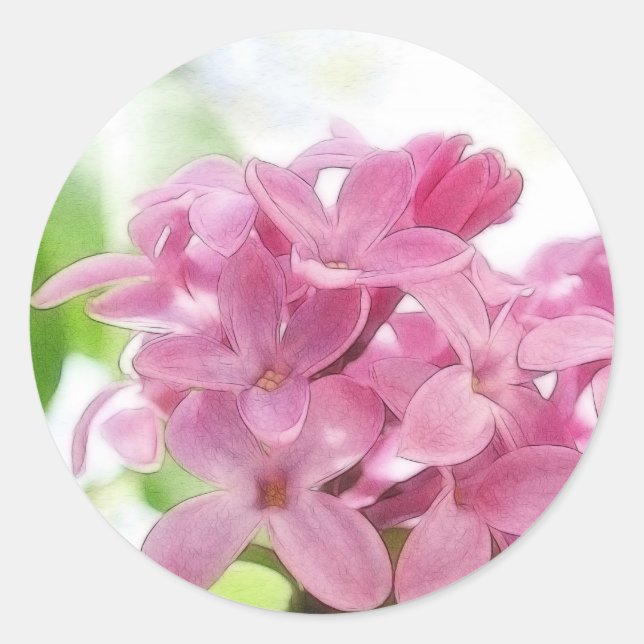 Lilac Flowers In The Morning Sunlight Classic Round Sticker (Front)