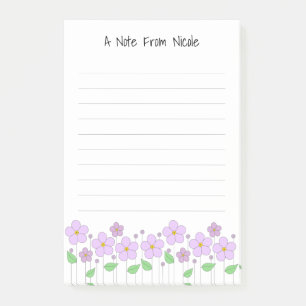 Lilac Flowers Lined Paper Post-It Notes