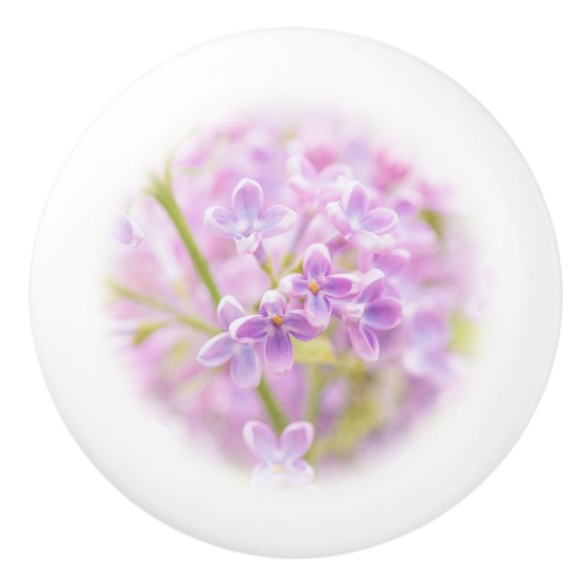 Lilac Flowers Mist Ceramic Knob (Front)