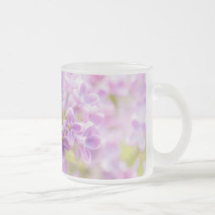 Lilac Flowers Mist Frosted Glass Coffee Mug