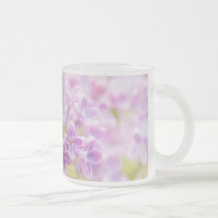 Lilac Flowers Mist Frosted Glass Coffee Mug