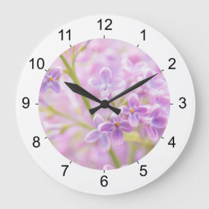 Lilac Flowers Mist Large Clock