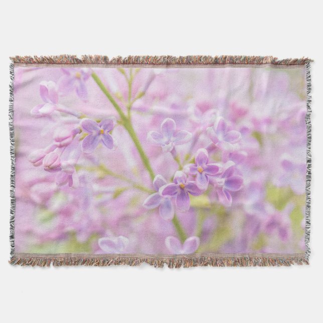 Lilac Flowers Mist Throw Blanket (Front)