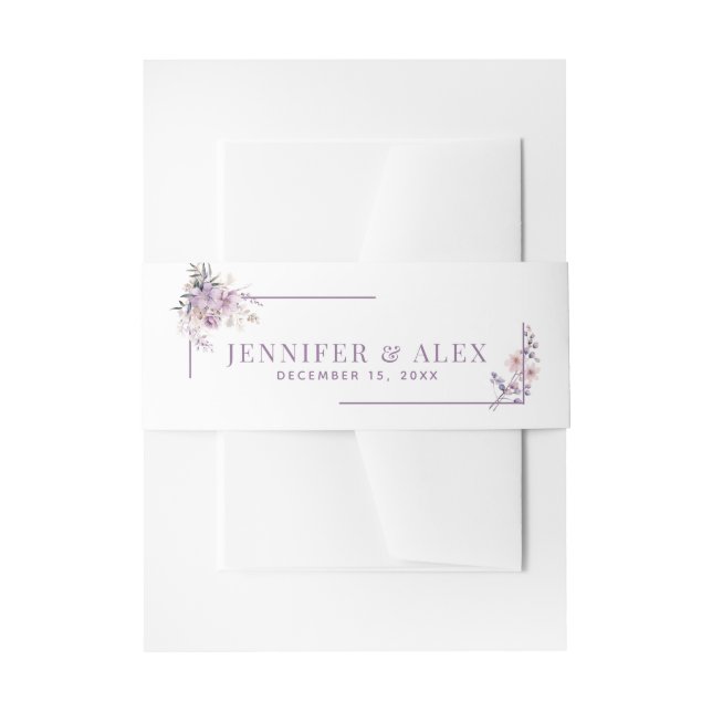 Lilac Flowers Modern Elegant Invitation Belly Band (Front Example)