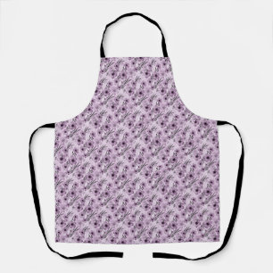 Lilac flowers pattern on tiger background apron
