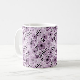 Lilac flowers pattern on tiger background coffee mug