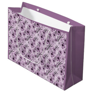 Lilac flowers pattern on tiger background large gift bag