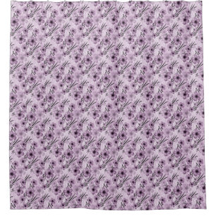 Lilac flowers pattern on tiger background shower curtain