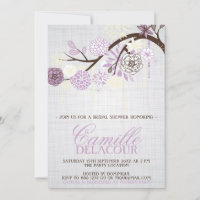 Lilac Flowers Shabby Chic Bridal Shower Invitation