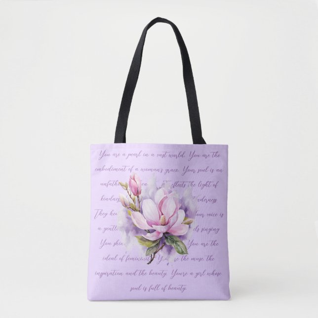 Lilac Flowers Watercolor Shoper Tote Bag (Front)