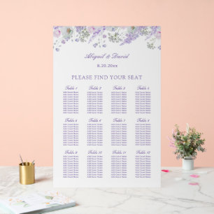 Lilac Flowers Wedding Acrylic Seating Chart