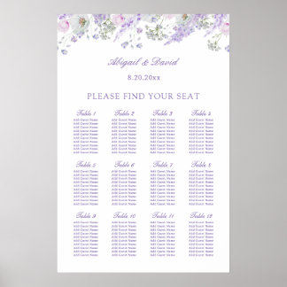 Lilac Flowers Wedding Seating Chart