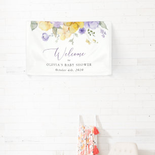 Lilac Flowers, Yellow Flowers, Baby Shower Welcome Banner