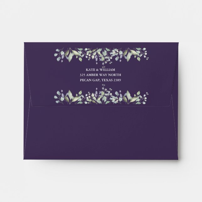 Lilac Foliage Floral Purple Return Address Envelope (Back (Top Flap))