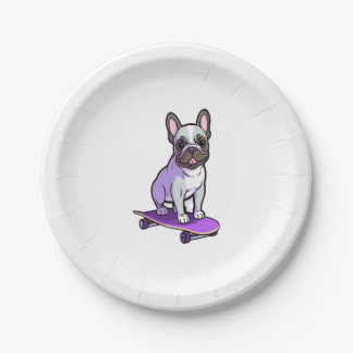 Lilac French Bulldog 3 Paper Plate