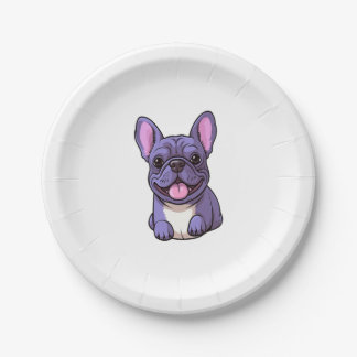 Lilac French Bulldog 7 Paper Plate